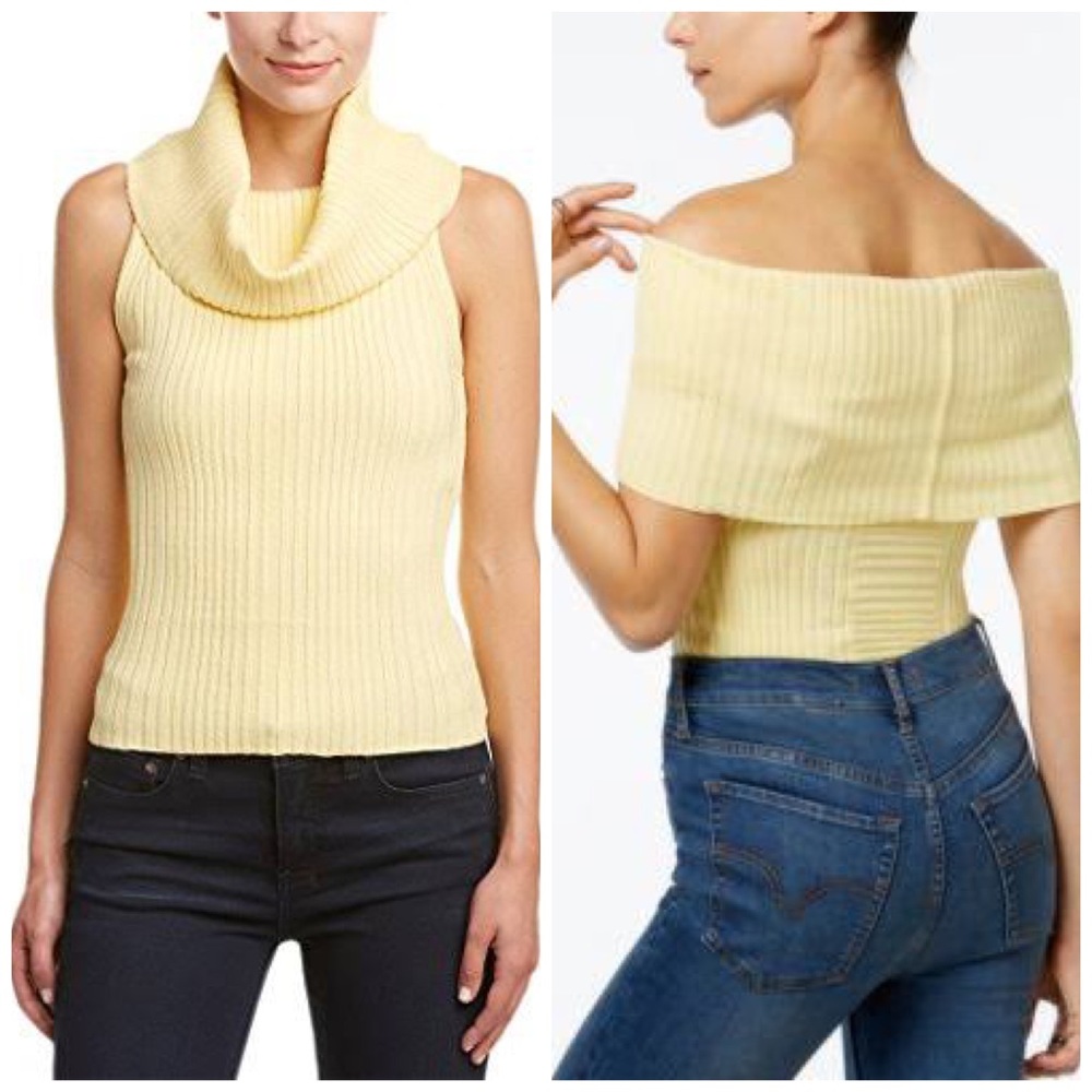 Free People Carly Ribbed Sleeveless Sweater Yellow NWT
